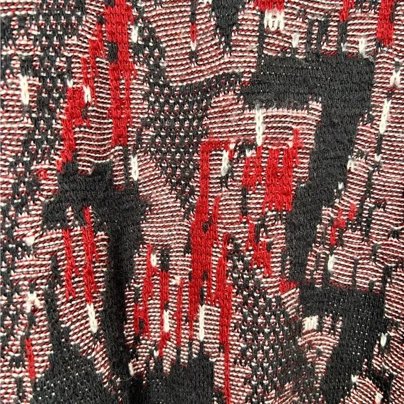 Oakton Limited Mens M Vintage Abstract Geometric Knit Sweater Black Red White - Picture 3 of 8